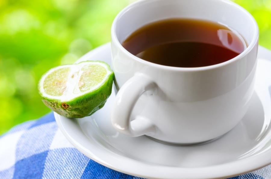 a cup of tea and a slice of bergamot
