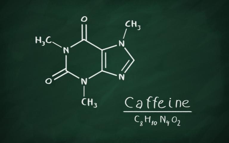 A chemical formula of caffeine - C8H10N4O2.
