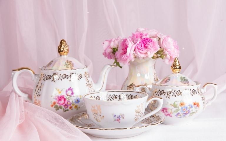 Fancy china porcelain tea set.